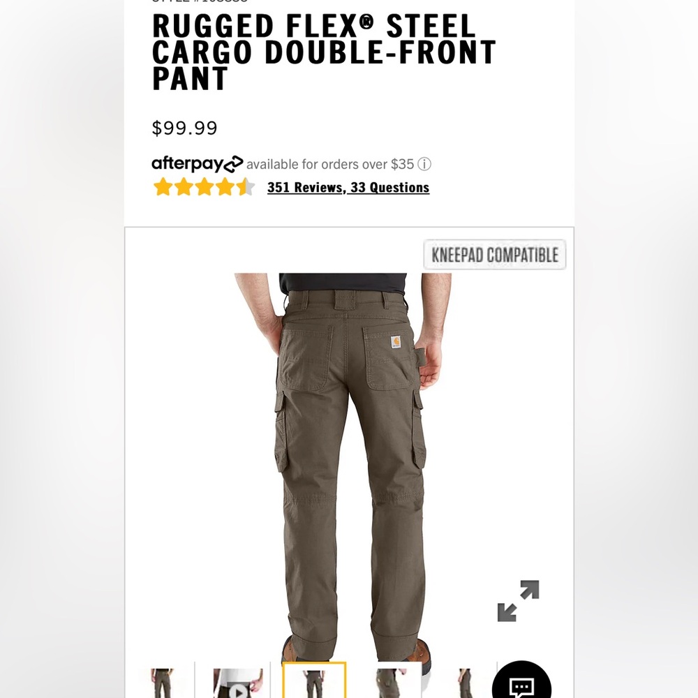 Carhartt men’s steel rugged flex relaxed fit double front cargo work pant